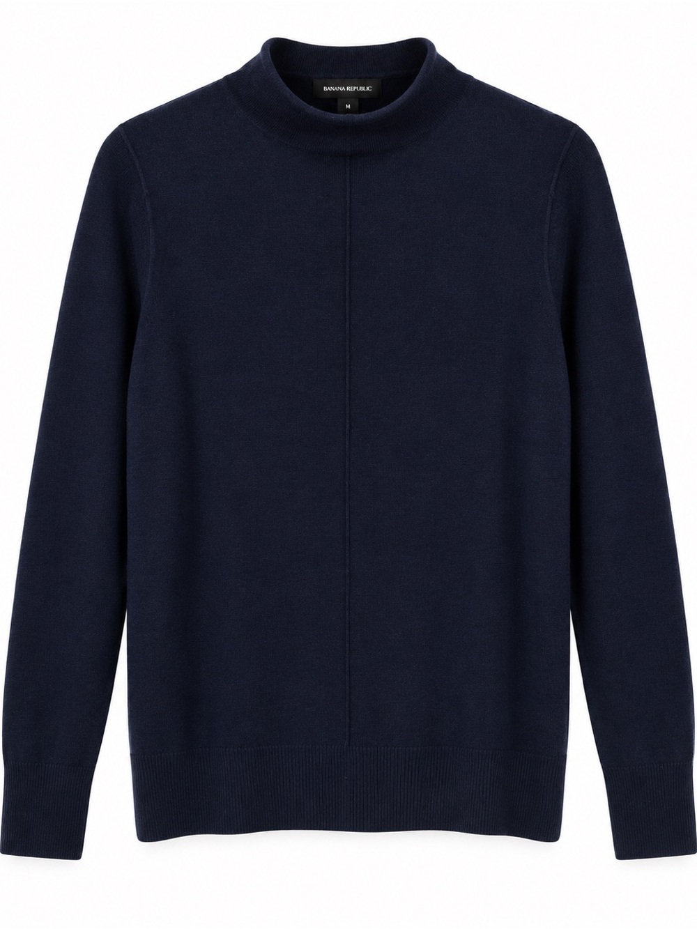 Banana Republic Wool Cashmere Blend Mock Neck Sweater - Navy, Size M